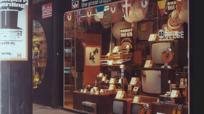 Schaufenster eines Expert-Geschäftes im Jahr 1978 - Bild: Expert