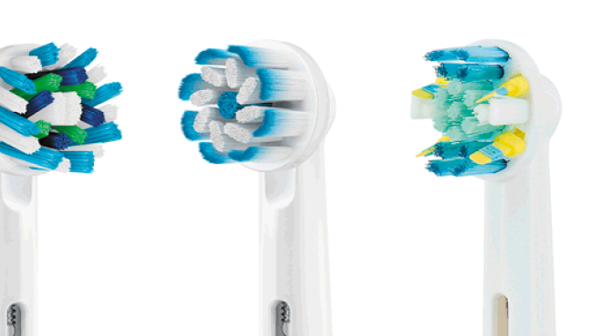 Aufsteckbürsten von Oral-B (v.l.n.r) Oral-B_3DWhite, Oral-B_Sensi UltraThin, Oral-B_Tiefenreinigung, Oral-B_TriZon,
