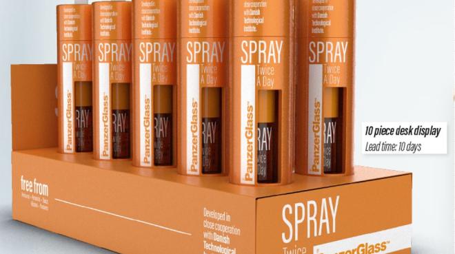 Spray twice a day 8 ml Flasche im 10er Display, Foto: PanzerGlass