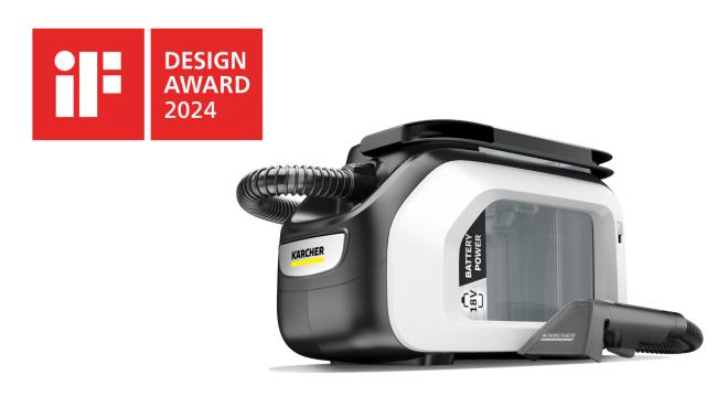 Bereits mit dem iF Design Award ausgezeichnet wurde der erste Akku-Waschsauger SE 3-18 Compact von Kärcher, der effektiv Verunreinigungen entfernt - auch im mobilen Einsatz